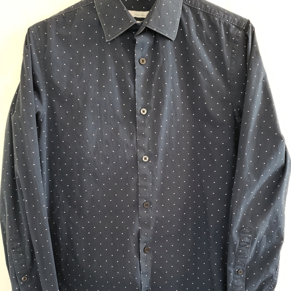 Perry Ellis Portfolio Spotted Print Slim Fit Dress Shirt - Picture 2 of 5